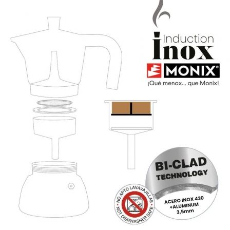 Cafetera Italiana Monix Induction Inox M863106 6 Tazas Roja — vista 3